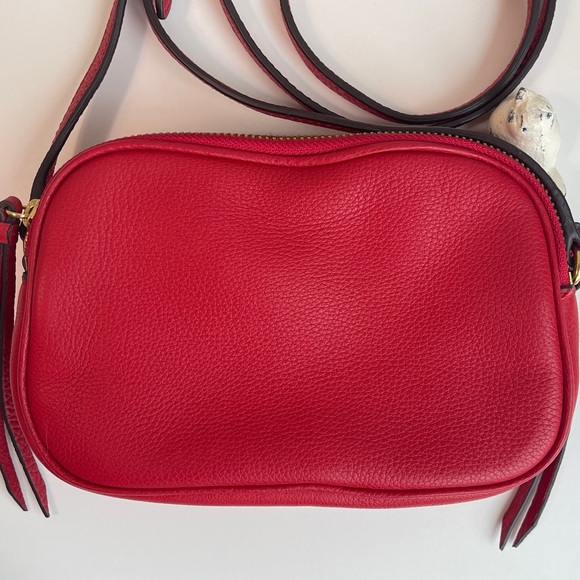 Banana Republic Red Genuine Leather Double Entry Crossbody Bag - Picture 3 of 16